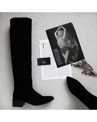 Класичні чоботи із чорної замші Арт. 457-10/56