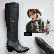 Кожаные сапоги – казаки в сером цвете – Арт. 657-12/57