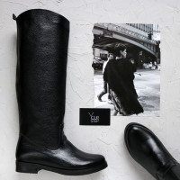 Чоботи із чорної шкіри флотар Арт.12-33V