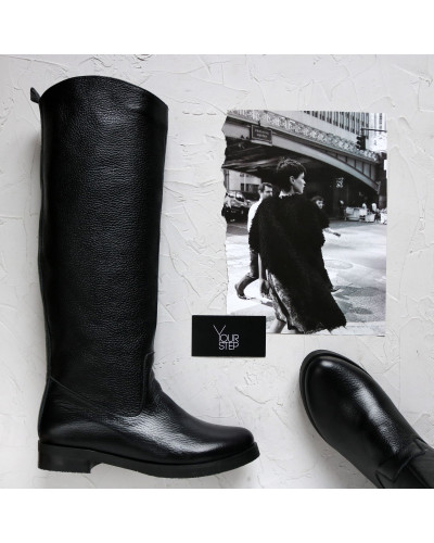 Чоботи із чорної шкіри флотар Арт.12-33V