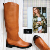 Чоботи з рудої шкіри з ефектом потертості Арт.12-33V