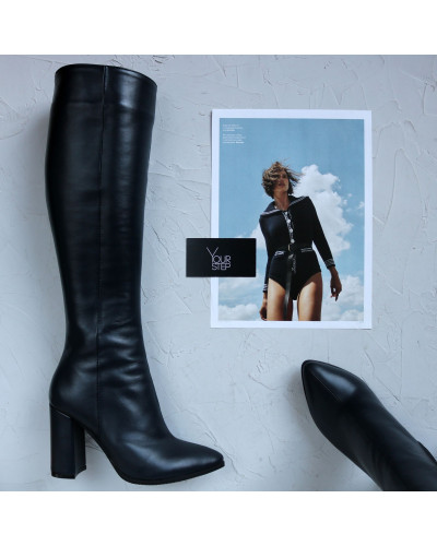 Шкіряні чоботи на підборах Арт. 35-11/44Ок