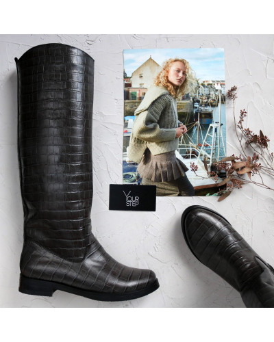 Чоботи зі шкіри під рептилію Арт.12-33V