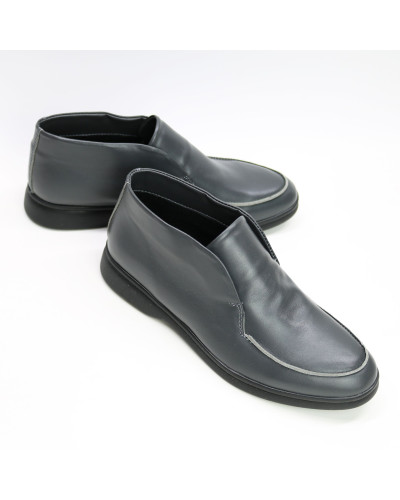 Високі лофери зі шкіри в темно сірому кольорі Арт. 156-4