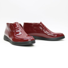 Лакові високі лофери в бордовому кольорі на чорній підошві Арт. 156-4