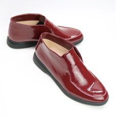 Лакові високі лофери в бордовому кольорі на чорній підошві Арт. 156-4