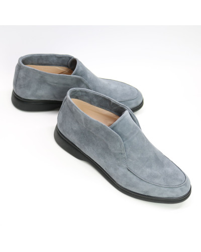 Високі лофери із сірого велюру на чорній підошві Арт. 156-4