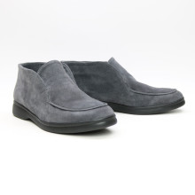 Високі лофери із замші в темно сірому кольори на чорній підошві Арт. 156-4