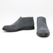 Високі лофери із замші в темно сірому кольори на чорній підошві Арт. 156-4