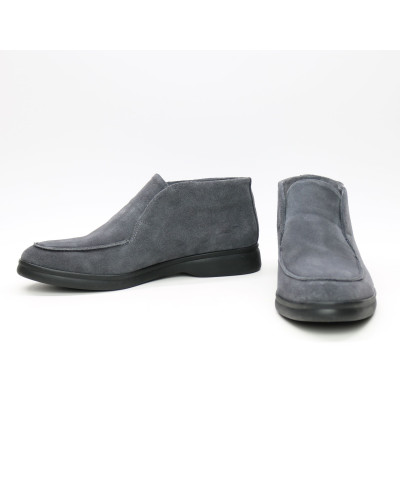 Високі лофери із замші в темно сірому кольори на чорній підошві Арт. 156-4