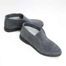 Високі лофери із замші в темно сірому кольори на чорній підошві Арт. 156-4