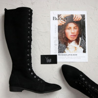 Чорні високі чоботи зі шнурівкою Арт. 104-4