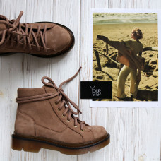 Ботинки со шнуровкой из нубука бежевого цвета Арт. 51-3/025