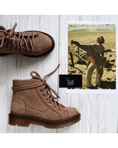 Ботинки со шнуровкой из нубука бежевого цвета Арт. 51-3/025