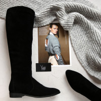 Високі чоботи із чорної замші Арт. 104-5