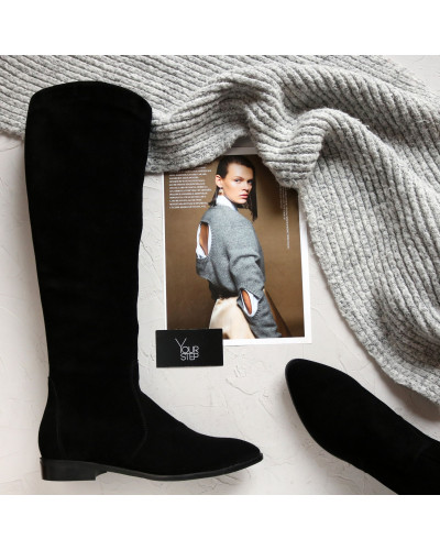 Високі чоботи із чорної замші Арт. 104-5