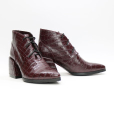 Ботильоны из бордовой кожи под рептилию Арт. 657-10/6062Ок