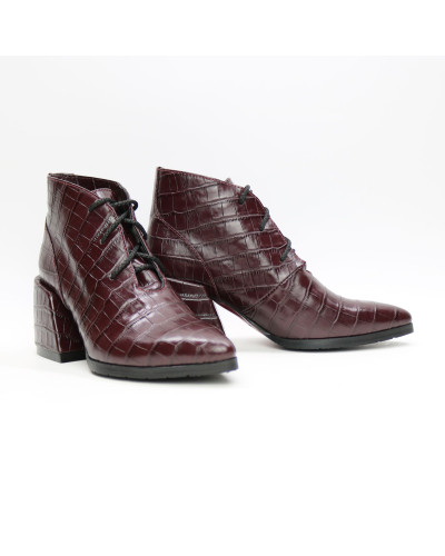 Ботильоны из бордовой кожи под рептилию Арт. 657-10/6062Ок