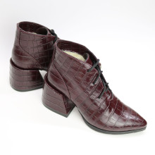 Ботильоны из бордовой кожи под рептилию Арт. 657-10/6062Ок