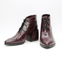 Ботильоны из бордовой кожи под рептилию Арт. 657-10/6062Ок