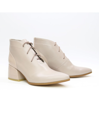 Ботильоны из кожи с принтом под рептилию бежевого цвета  Арт. 657-10/w324Ок