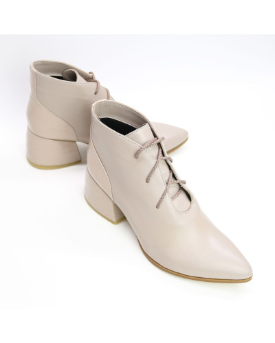 Ботильоны из кожи с принтом под рептилию бежевого цвета  Арт. 657-10/w324Ок