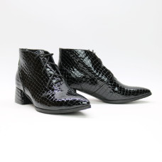 Ботильоны из лаковой кожи черного цвета под рептилию Арт. 457-7/53Ок 