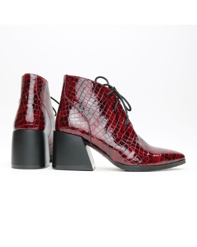 Ботильоны из лаковой кожи под рептилию в цвете бордо Арт. 657-10/6062