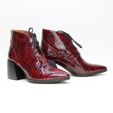Ботильоны из лаковой кожи под рептилию в цвете бордо Арт. 657-10/6062
