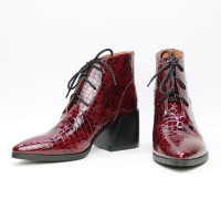 Ботильоны из лаковой кожи под рептилию в цвете бордо Арт. 657-10/6062