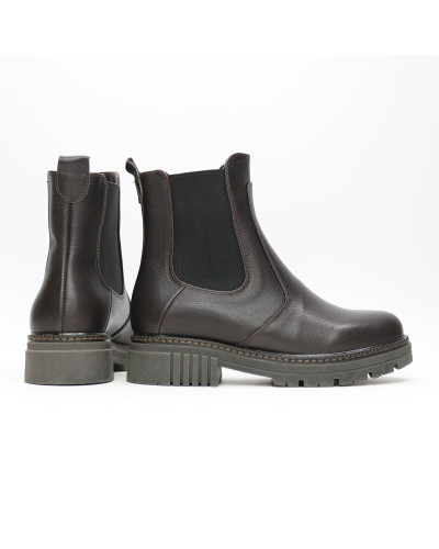 Ботинки Челси из кожи флотар цвета какао  Арт. 12-1/As17