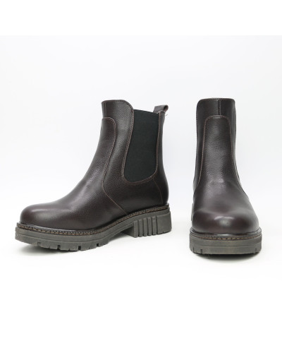 Ботинки Челси из кожи флотар цвета какао  Арт. 12-1/As17