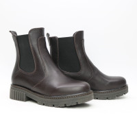 Ботинки Челси из кожи флотар цвета какао  Арт. 12-1/As17