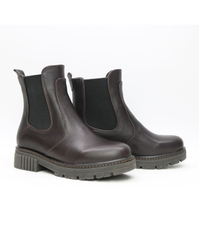 Ботинки Челси из кожи флотар цвета какао  Арт. 12-1/As17