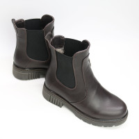 Ботинки Челси из кожи флотар цвета какао  Арт. 12-1/As17