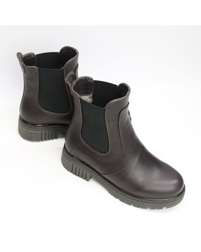 Ботинки Челси из кожи флотар цвета какао  Арт. 12-1/As17