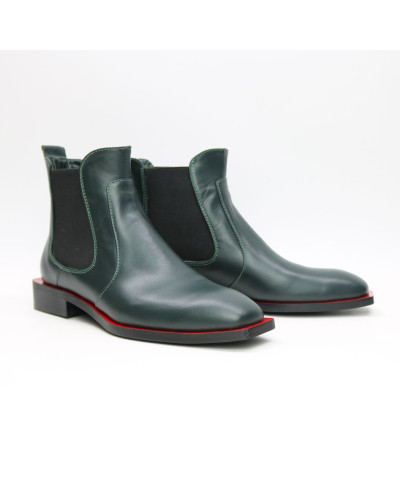 Челсі із зеленої шкіри з квадратним носом Арт. 105-2