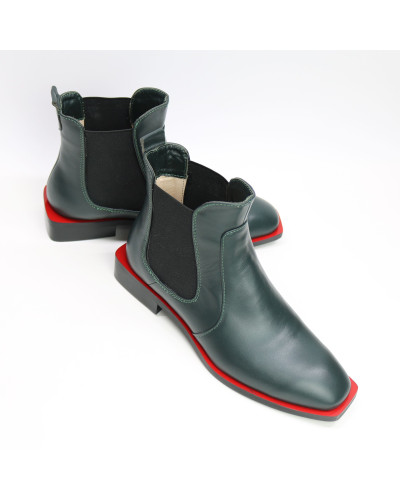 Челсі із зеленої шкіри з квадратним носом Арт. 105-2