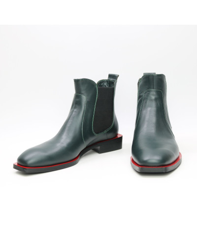 Челсі із зеленої шкіри з квадратним носом Арт. 105-2