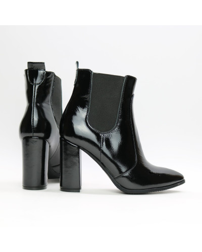 Ботинки из черного наплака на каблуке Арт. 35-14/44Ок