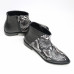 Ботинки из черной кожи и нубука бежево-черного цвета под питон с острым носиком Арт. 104-2