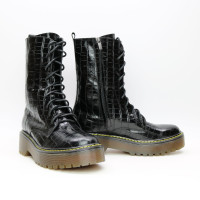 Черевики із чорної шкіри під рептилію Арт. 12-30/22б/ф