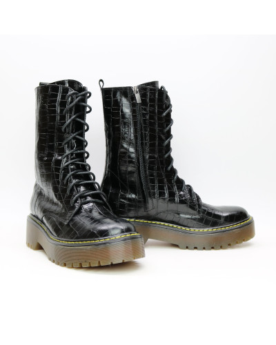 Черевики із чорної шкіри під рептилію Арт. 12-30/22б/ф