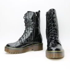 Черевики із чорної шкіри під рептилію Арт. 12-30/22б/ф
