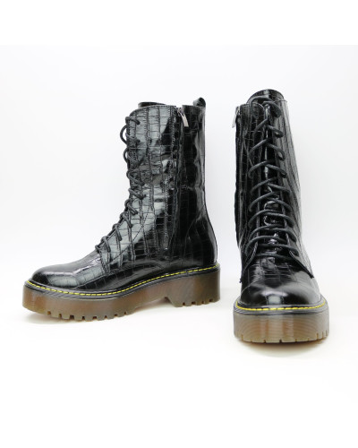 Черевики із чорної шкіри під рептилію Арт. 12-30/22б/ф