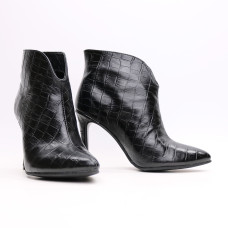 Ботинки из черной кожи под рептилию на шпильке Арт. 35-15/60Kr