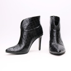 Ботинки из черной кожи под рептилию на шпильке Арт. 35-15/60Kr