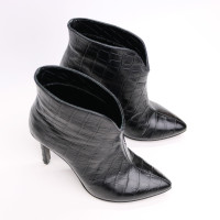 Ботинки из черной кожи под рептилию на шпильке Арт. 35-15/60Kr