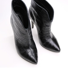 Ботинки из черной кожи под рептилию на шпильке Арт. 35-15/60Kr