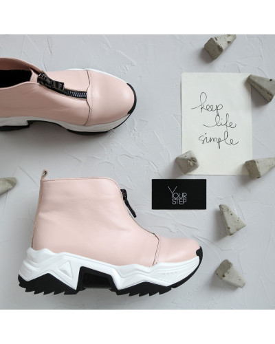 Ботинки из кожи цвета пудра с молнией спереди Арт. As-7/21098